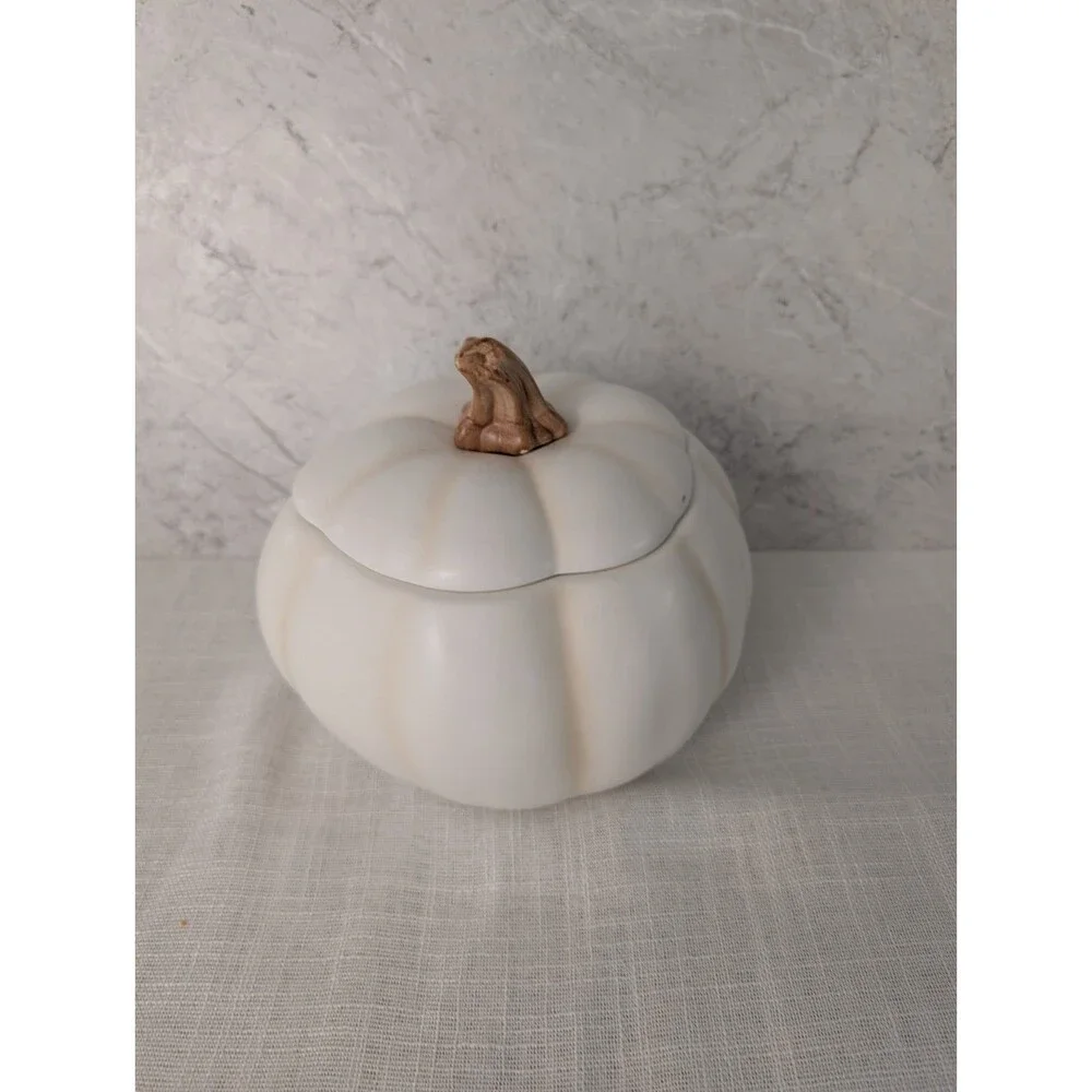 Teleflora Halloween Enchanted Harvest White Pumpkin Ceramic Cookie Jar 7